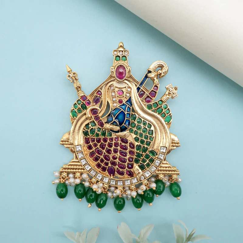 Premium Kemp Divine Goddess Saraswati Devi Pendant set